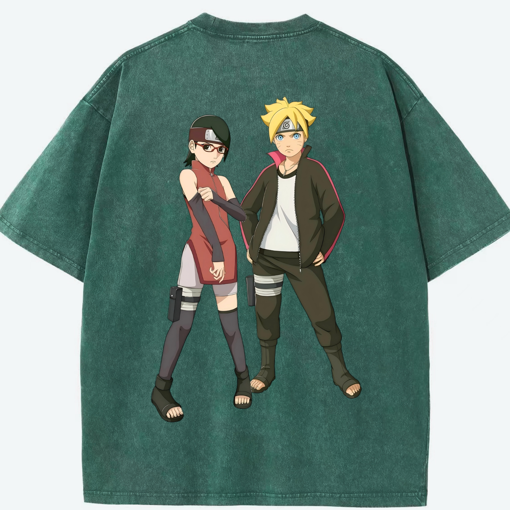 （画像用） NARUTO -ナルト- うずまき ボルト Uzumaki Boruto 綿100% ヴィンテージ風 半袖Tシャツ（背面プリント）